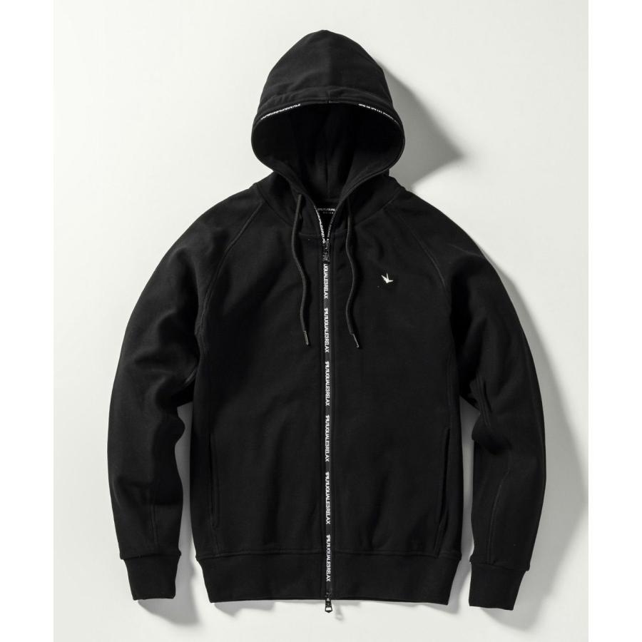 1PIU1UGUALE3 RELAX 33%OFF ジップロゴスウェットパーカー ブラック