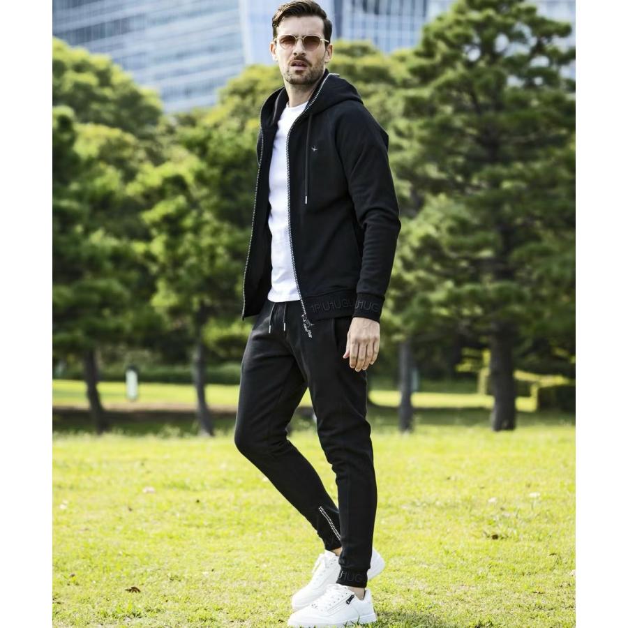 【1PIU1UGUALE3 RELAX】リブ刺繍ラインストーンジップフーディー 1PIU1UGUALE3 RELAX リブ刺繍ラインストーンジップフーディー