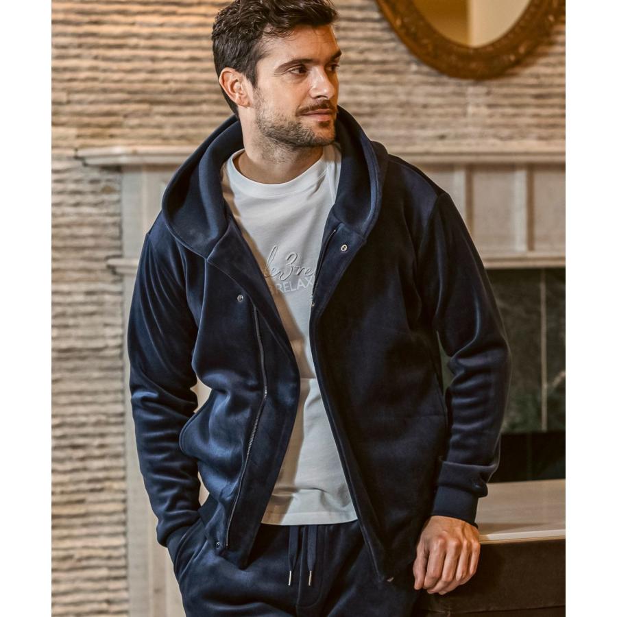 1PIU1UGUALE3 RELAX ヘビーベロアラップパーカー ネイビー ウノピゥ