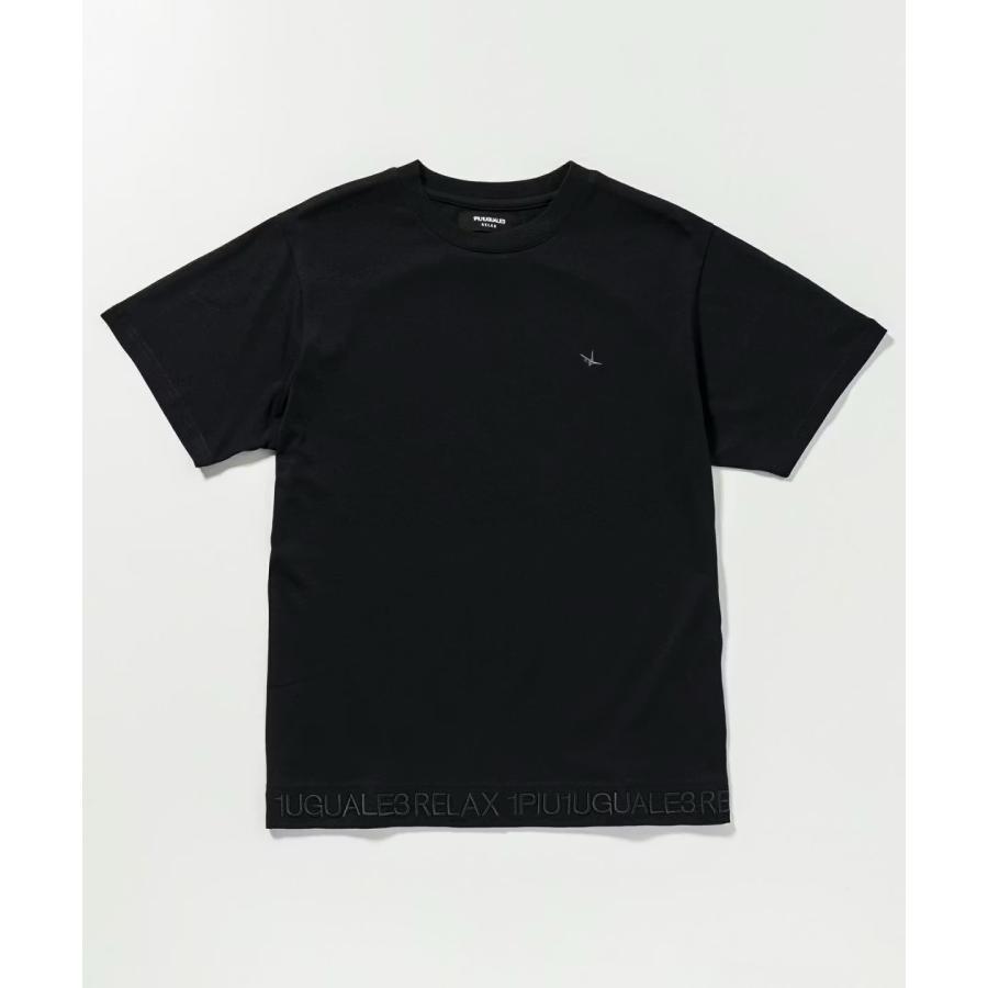 1PIU1UGUALE3 RELAX 30%OFF ヘム刺繍ロゴ半袖Tシャツ ブラック