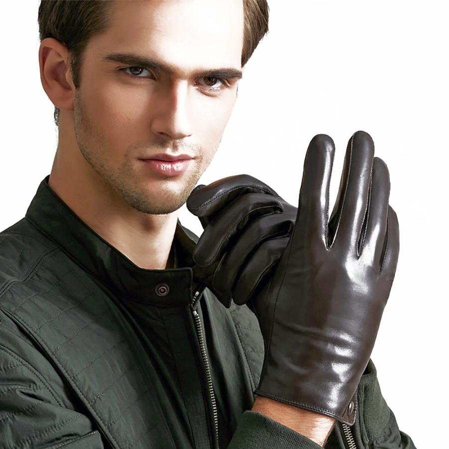 メンズ 手袋 グローブ 本革 羊革 ナッパ レザー 裏起毛 スマホ対応