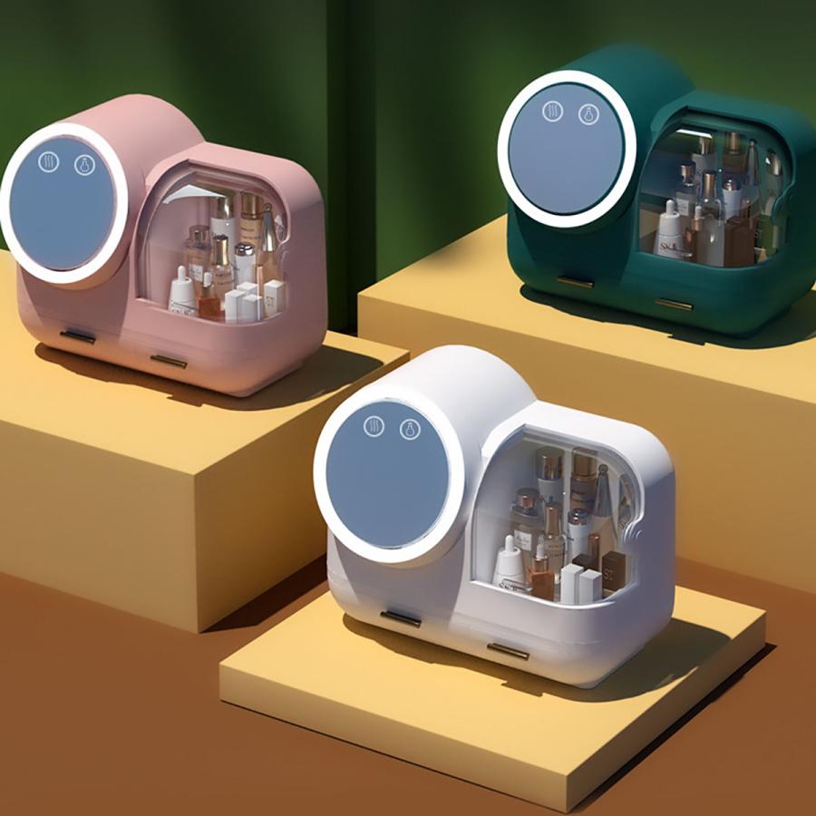 VeroMan メイクボックス ファン付き LEDライト 化粧品 収納 コスメ