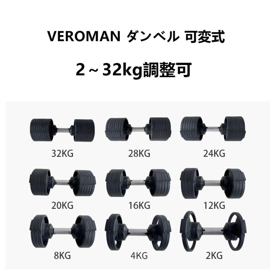 32KG] VeroMan 可変式 ダンベル パワーダンベル 筋トレ ホーム