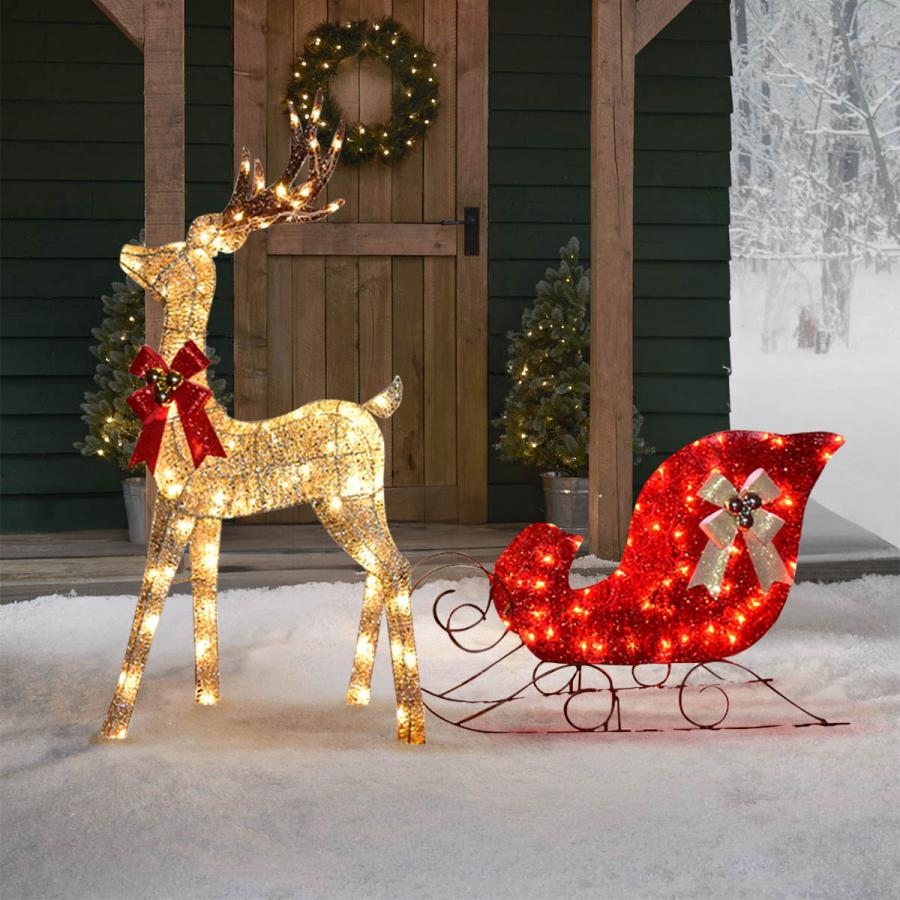 VeroMan 目立つ クリスマス イルミネーション トナカイ ソリ LED VeroMan 目立つ クリスマス イルミネーション トナカイ ソリ LED
