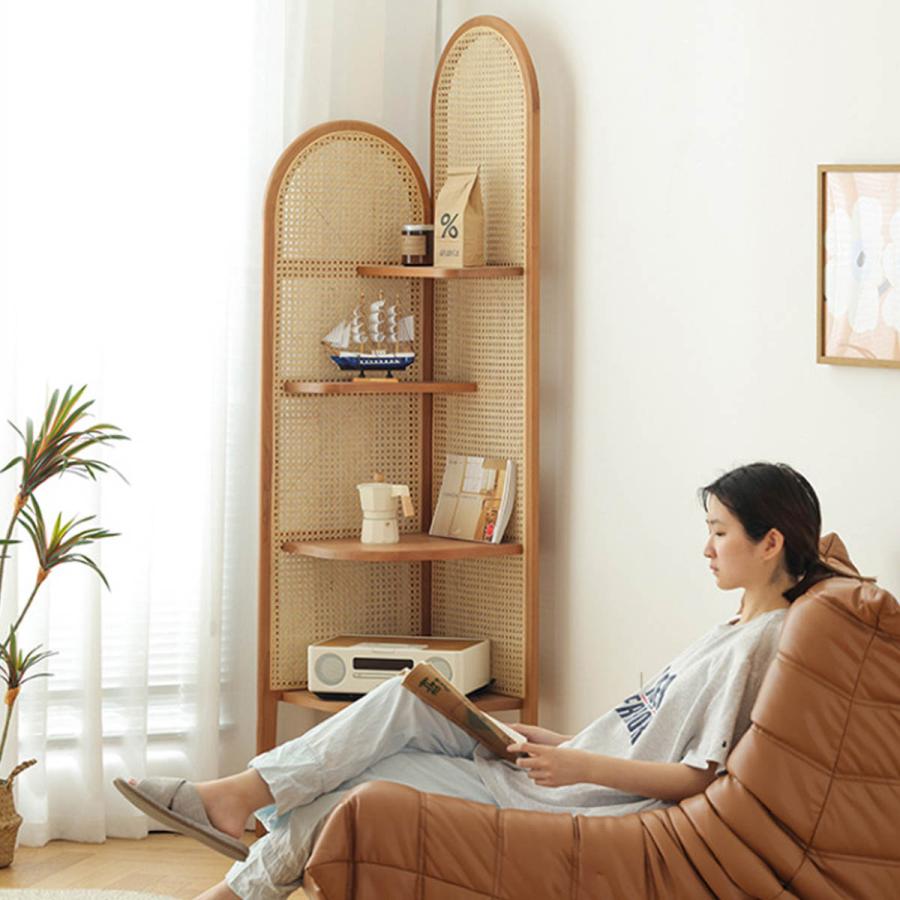 お洒落なコーナーラック ラタン 籐家具 ナチュラルスタイル 棚 214-1345 お洒落なコーナーラック ラタン 籐家具 ナチュラルスタイル 棚