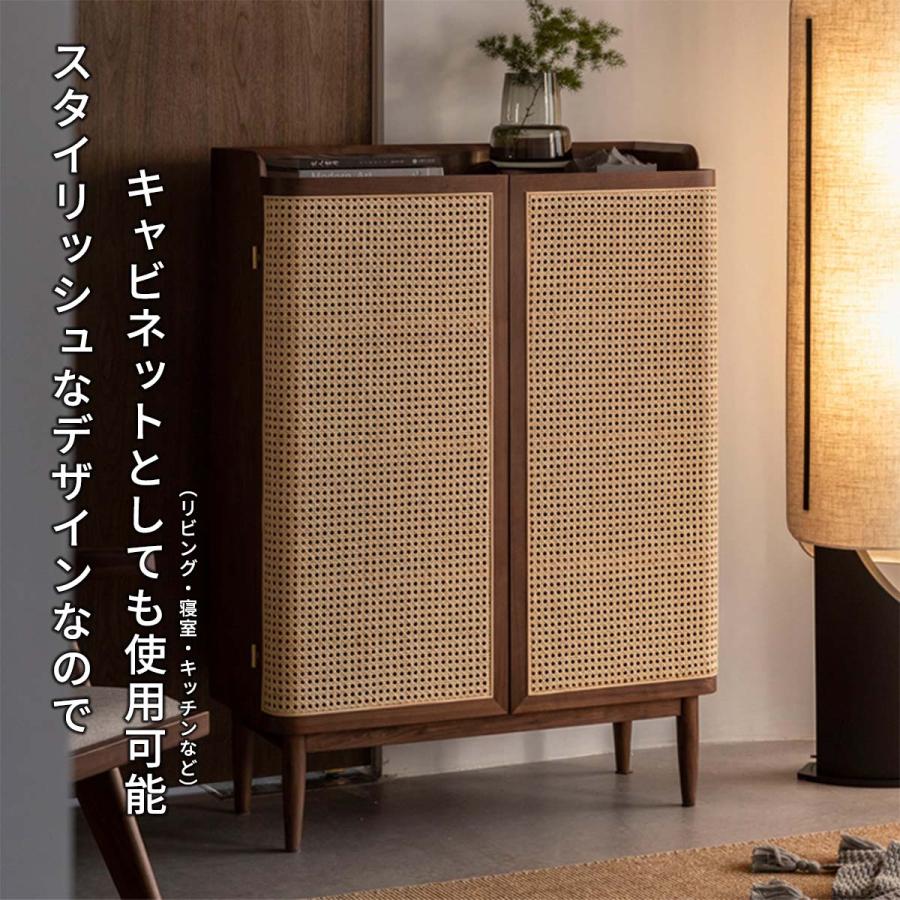VeroMan シューズラック ラタン 編み シューズボックス 籐 木製 ラタン