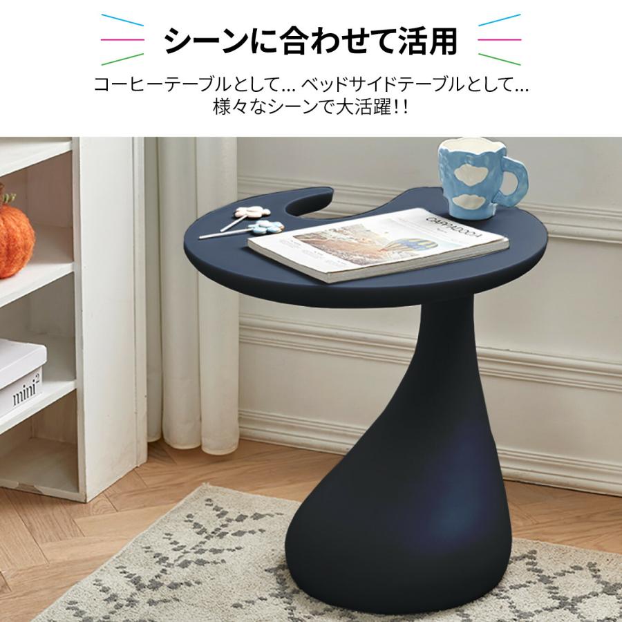 美品✨️【梅里竹芸】バンブー素材 半円形 サイドテーブル 引き出し付き VeroMan コーヒーテーブル アヒル カーブ 丸い 円形 サイドテーブル