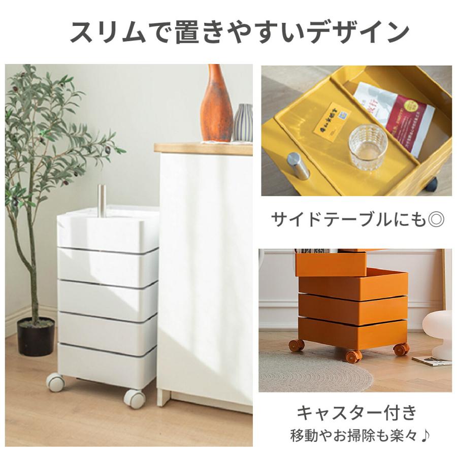 韓国家具 キャスター付き収納棚ワゴン ピンク