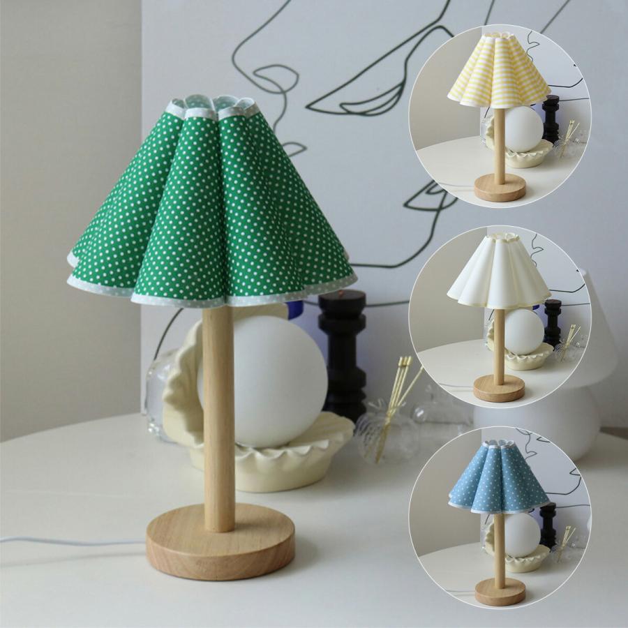 VeroMan テーブルランプ プリーツシェード 傘状 卓上ランプ ドット柄