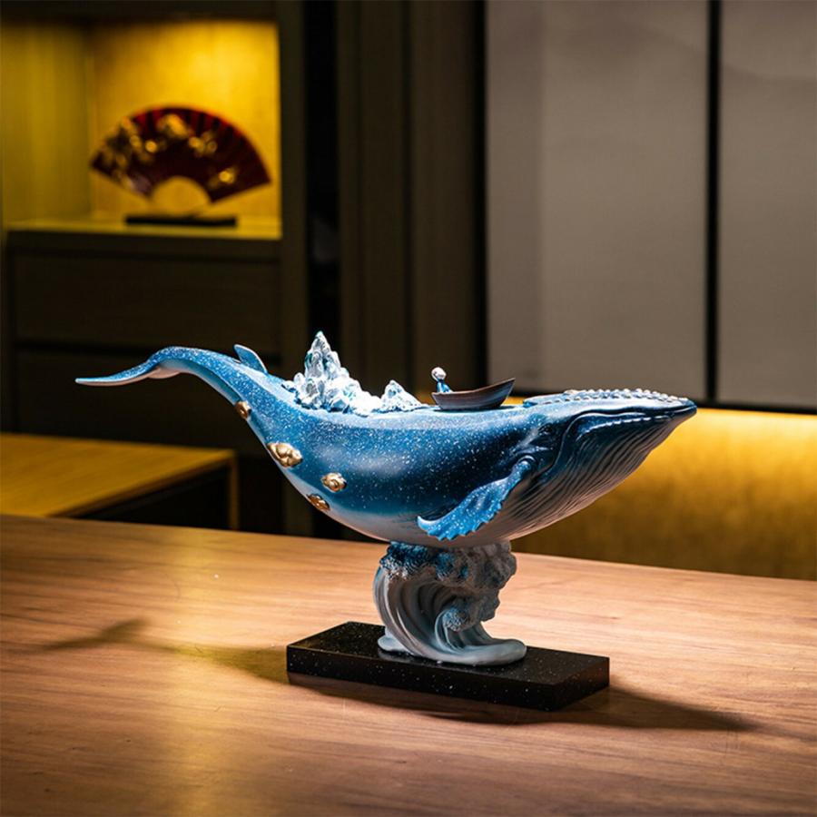 クジラ　陶器　手描き　オブジェ　置物　インテリア　工芸品　美術品　A3117 クジラ 陶器 手描き オブジェ 置物 インテリア 工芸品 美術品 A3117