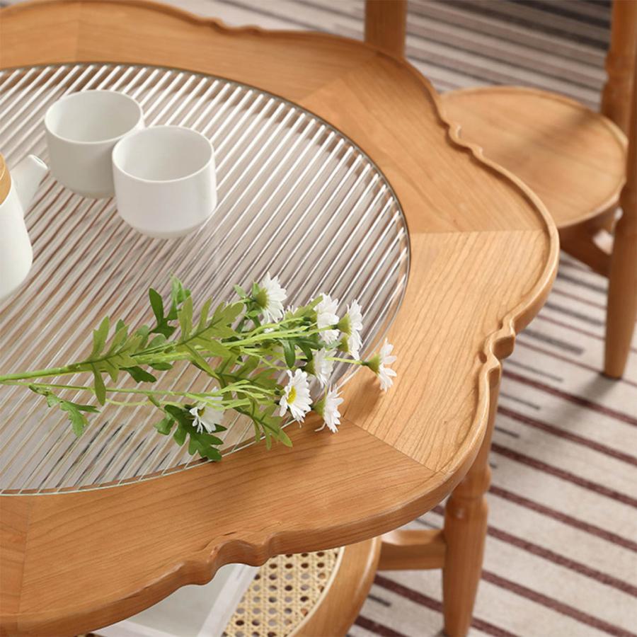 籐 ラタン製 編み込み模様 テーブル 大] VeroMan ラタン編みサイドテーブル ローテーブル テーブル