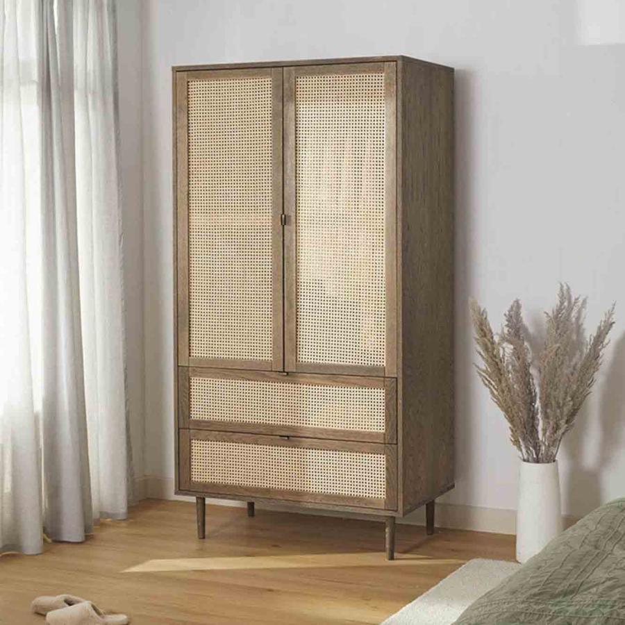 VeroMan ラタン編みクローゼット クローゼット ラック コートラック