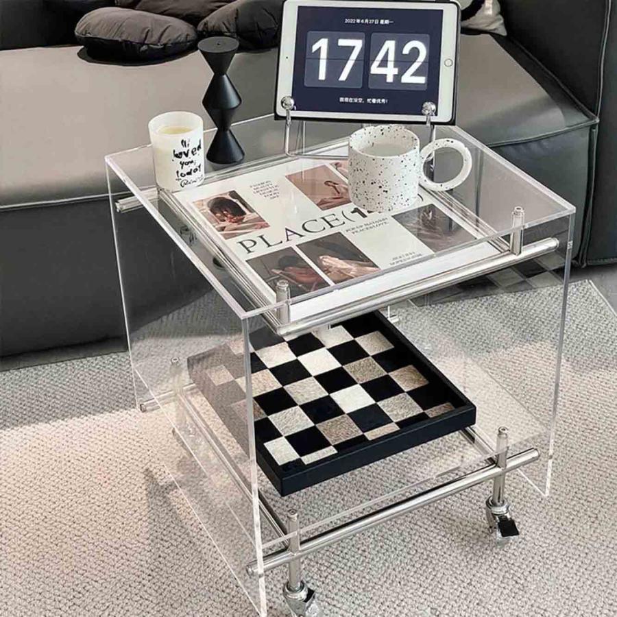 ガラステーブル　クリアテーブル　韓国風　サイドテーブル天板60cm ガラステーブル クリアテーブル 韓国風 サイドテーブル天板60cm