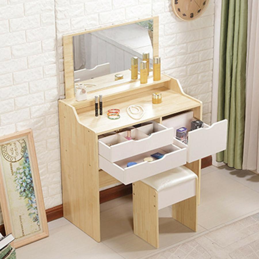 [80cm] VeroMan ドレッサー 化粧台 化粧 メイクアップ 鏡 ミラー 収納 収納棚 オシャレ シンプル モダン レトロ 韓国インテリア_2