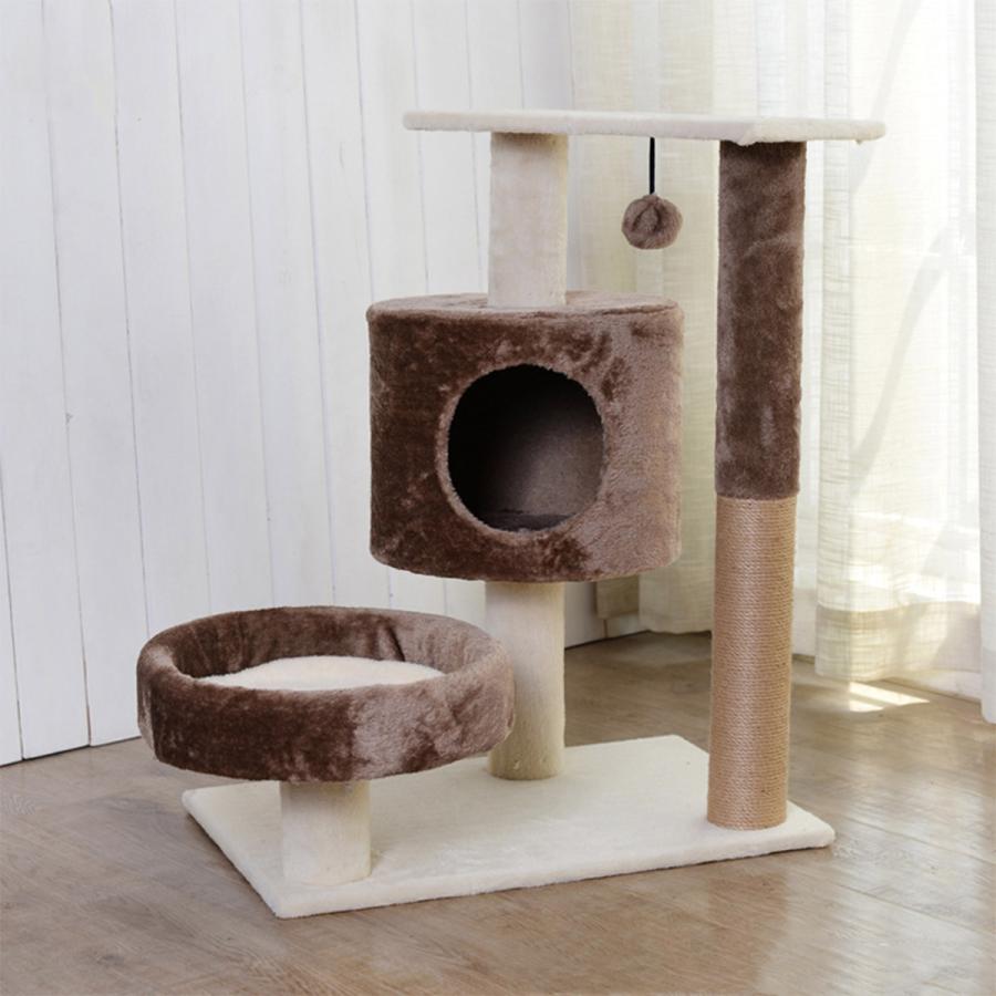 VeroMan シニア猫 キャットタワー 段差低め 爪とぎ おもちゃ ペット