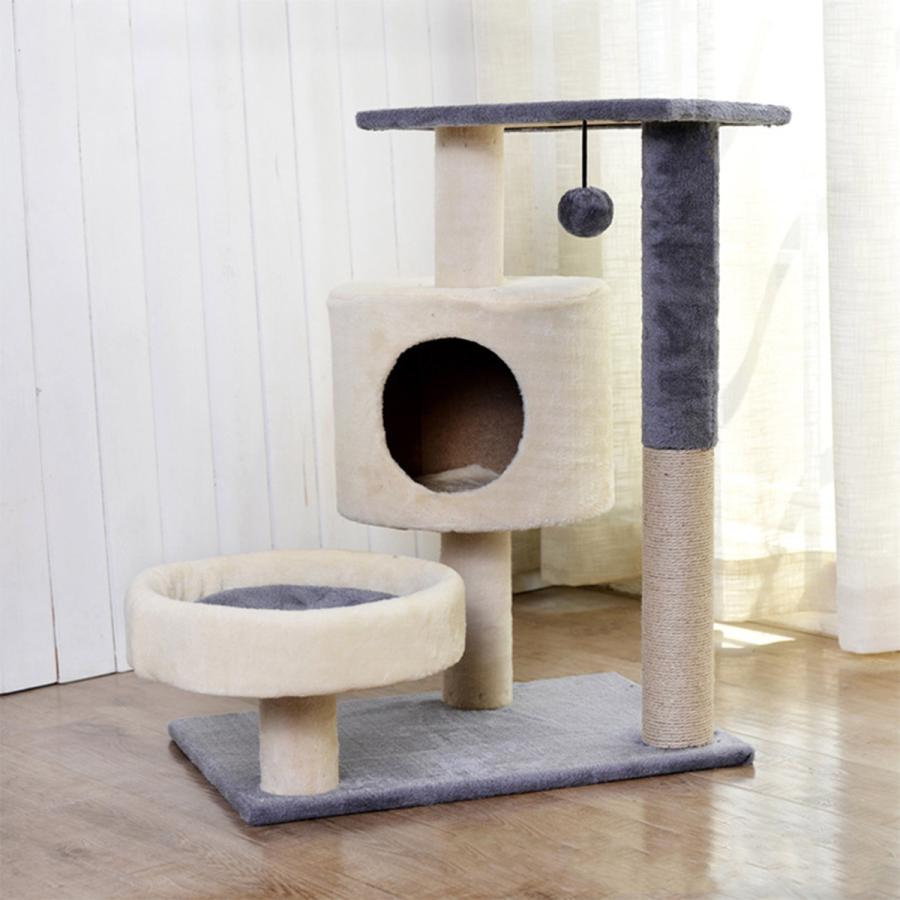 VeroMan シニア猫 キャットタワー 段差低め 爪とぎ おもちゃ ペット