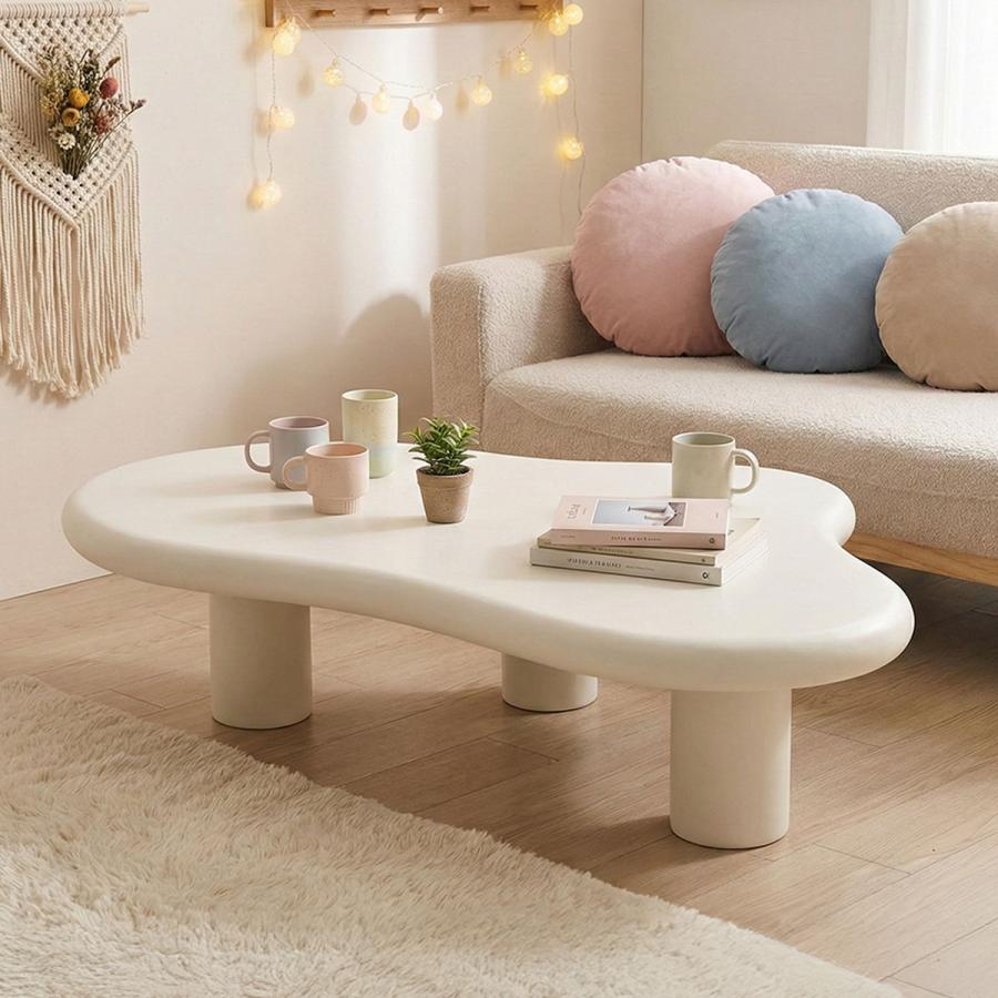 100cm] VeroMan うねうね 雲 コーヒーテーブル ウェーブ ローテーブル