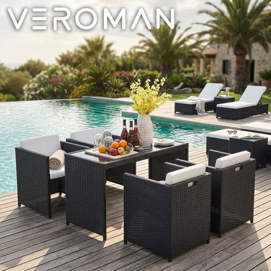 VEROMAN [4脚 ホワイト 背もたれ低い] テーブルセット 椅子4脚