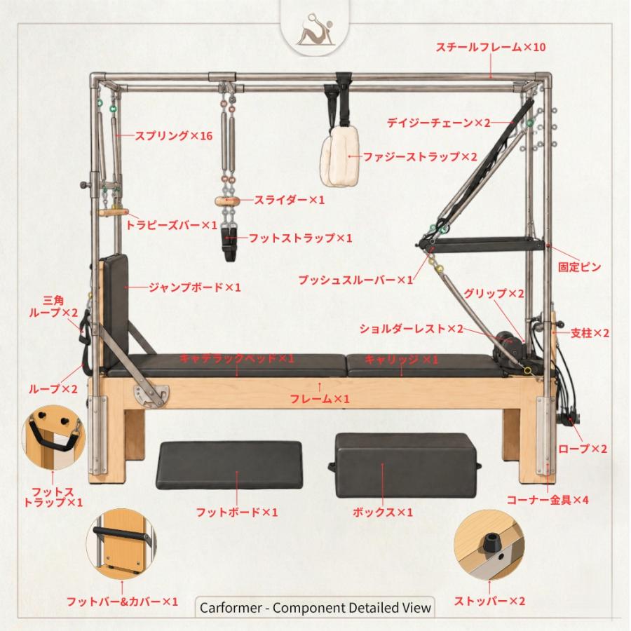 送料込】[オーク材] VeroMan ピラティスマシン キャフォーマー 木製