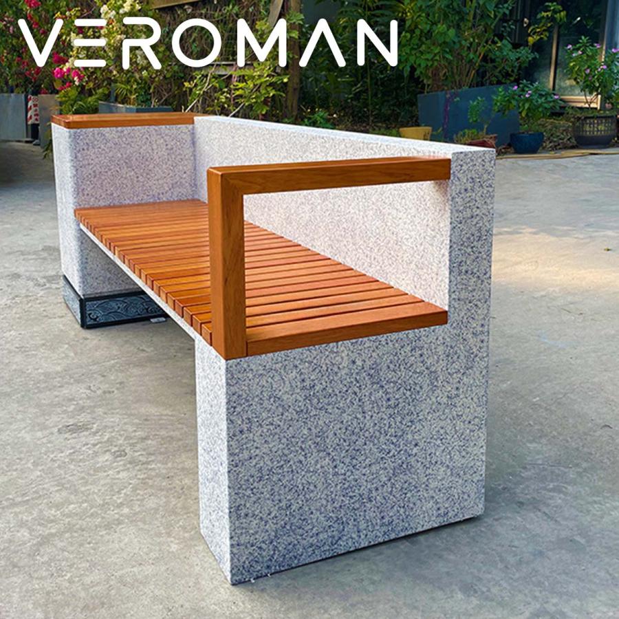 VEROMAN 重厚感漂う天然木ベンチ 花壇一体型デザイン 耐久性抜群