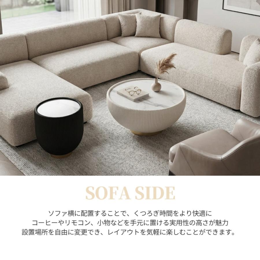 [2点セット] VeroMan サイドテーブルセット サイドテーブル 2点 大理石風 人工大理石天板 ナイトテーブル リビング モダン おしゃれ 韓国インテリア_7