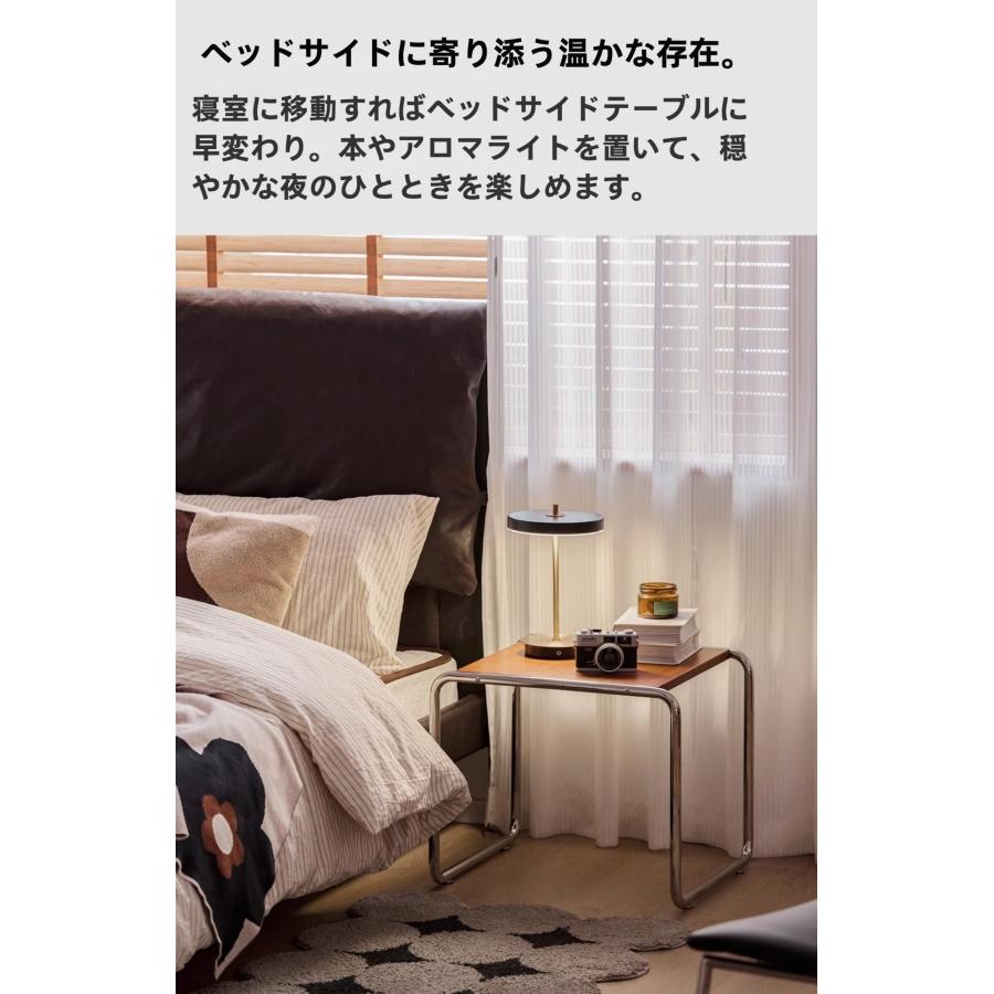 VeroMan サイドテーブル ベッドサイドテーブル ナイトテーブル ソファ横テーブル シンプルデザイン モダン 韓国インテリア[幅54cm×奥行48cm×高さ45cm]の画像