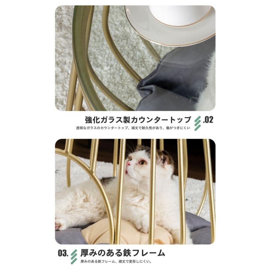 VeroMan サイドテーブル 鉄製 人と猫が共用できるテーブル コーヒーテーブル 小型リビング向け モダン シンプル 韓国インテリア [65x65x38cm]_6