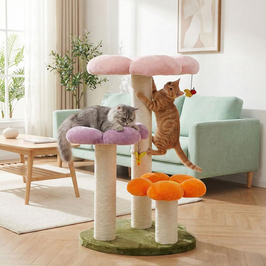 VeroMan キャットタワー 大型猫対応 豪華フラワーデザイン 花型 