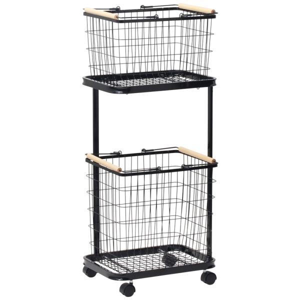 ランドリーバスケット 2段 スリム メッシュ 洗濯カゴ ランドリーワゴン 洗濯物入れ 脱衣かご キャスター ランドリーラック おしゃれ | ブランド登録なし | 14