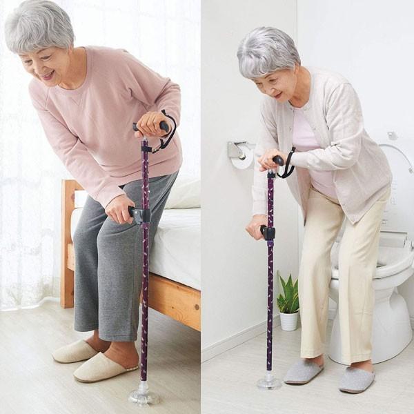 杖 介護 4点 両手 4点杖 女性 男性 自立式 補助ハンドル付き 4本足 ステッキ おしゃれ 伸縮 つかまり立ち 介護用品 四点杖 お助け杖 室内 | ブランド登録なし | 03