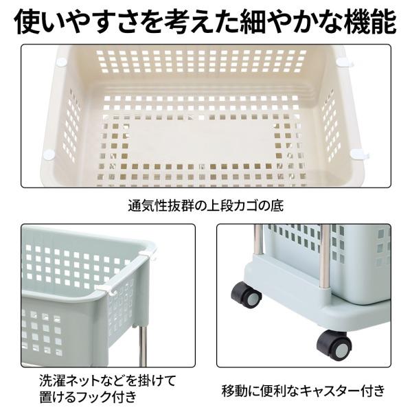 ランドリーバスケット 2段 スリム メッシュ キャスター付き 洗濯物入れ
