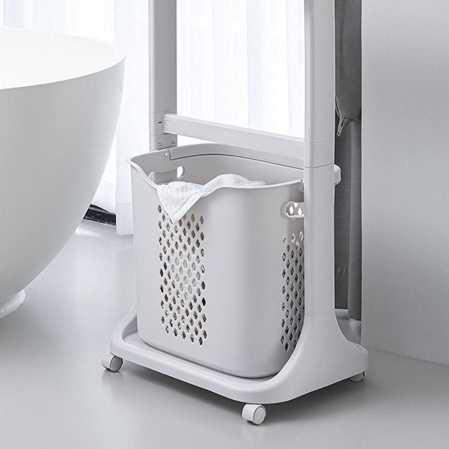 ランドリーバスケット 2段 ハンガーラック スリム 洗濯カゴ 洗濯物