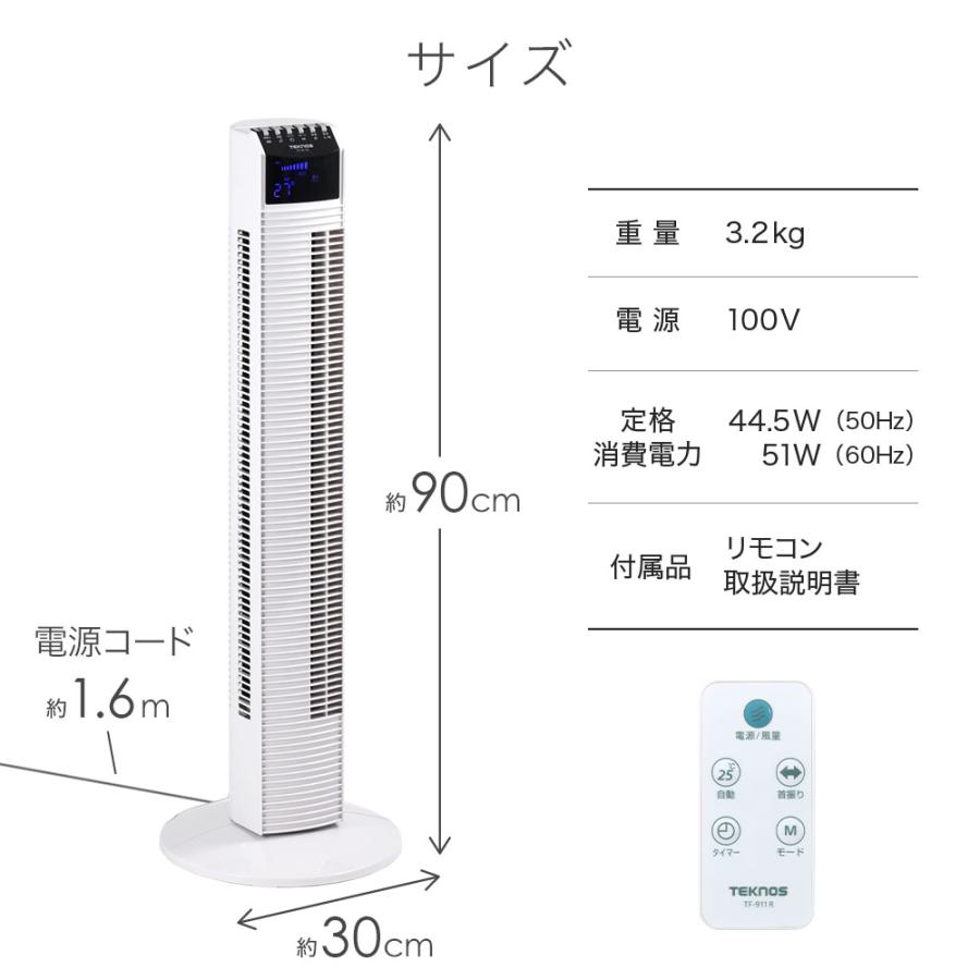 TEKNOS（テクノス） タワーファン 扇風機 モニター タワー型 リビング