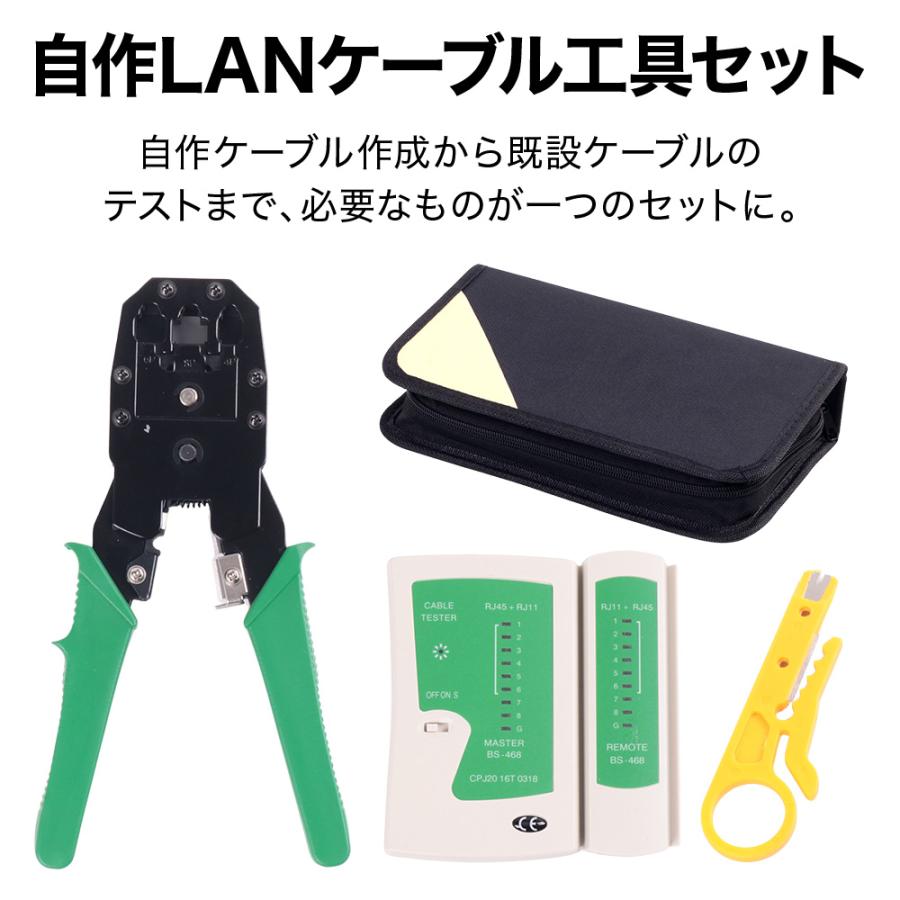Cat6A LANケーブル 100m テスター、コネクタなど宅内配線セット LAN