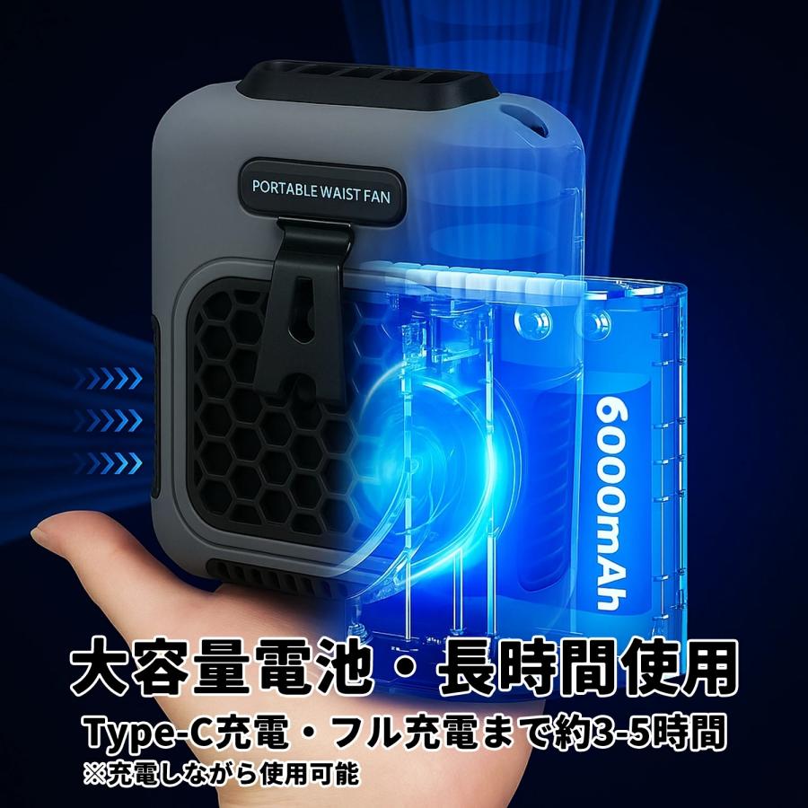 腰掛け扇風機 扇風機 腰掛けファン ベルトファン 充電式 小型 ハンディ
