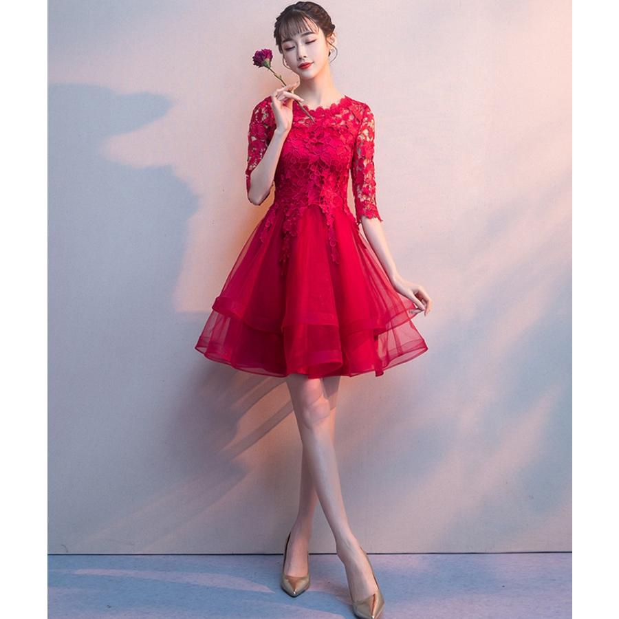 結婚式 二次会 演奏会 ドレス キャバドレス キャバ ミニドレス レース 花柄 赤 黒 グレー 半袖 小さいサイズ ワンピース C Sb0240 ドレスショップ Vert ヤフー店 通販 Yahoo ショッピング