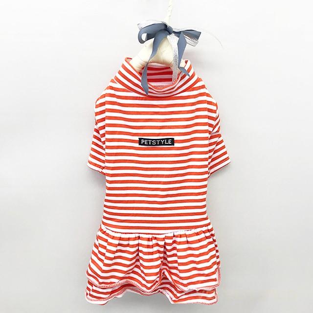 メール便は送料無料 赤ボーダーワンピース 裾フリル ボーダー ワンピース フリル ストレッチ 犬 服 女の子 かわいい Pw 014 Emilino 通販 Yahoo ショッピング