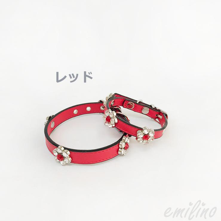 猫用首輪☆お花のキラキラビジュー付き 【T2】【T3】ねこちゃん