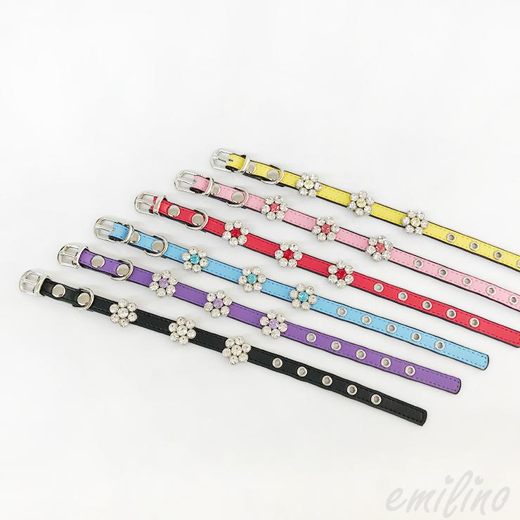 猫用首輪☆お花のキラキラビジュー付き 【T2】【T3】ねこちゃん