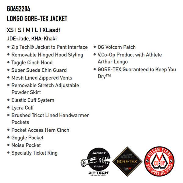 スノーボード ウエア 21-22 VOLCOM SNOW ボルコム LONGO GORE-TEX JACKET ロンゴゴアジャケット 21-22-JK-VLC スノーボード ウエア VOLCOM SNOW ボルコム LONGO GORE TEX JACKET ロンゴゴアジャケット JK VLC