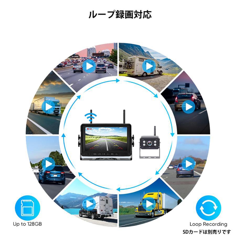 7インチIPSバックモニター ワイヤレスバックカメラモニター HD1080P