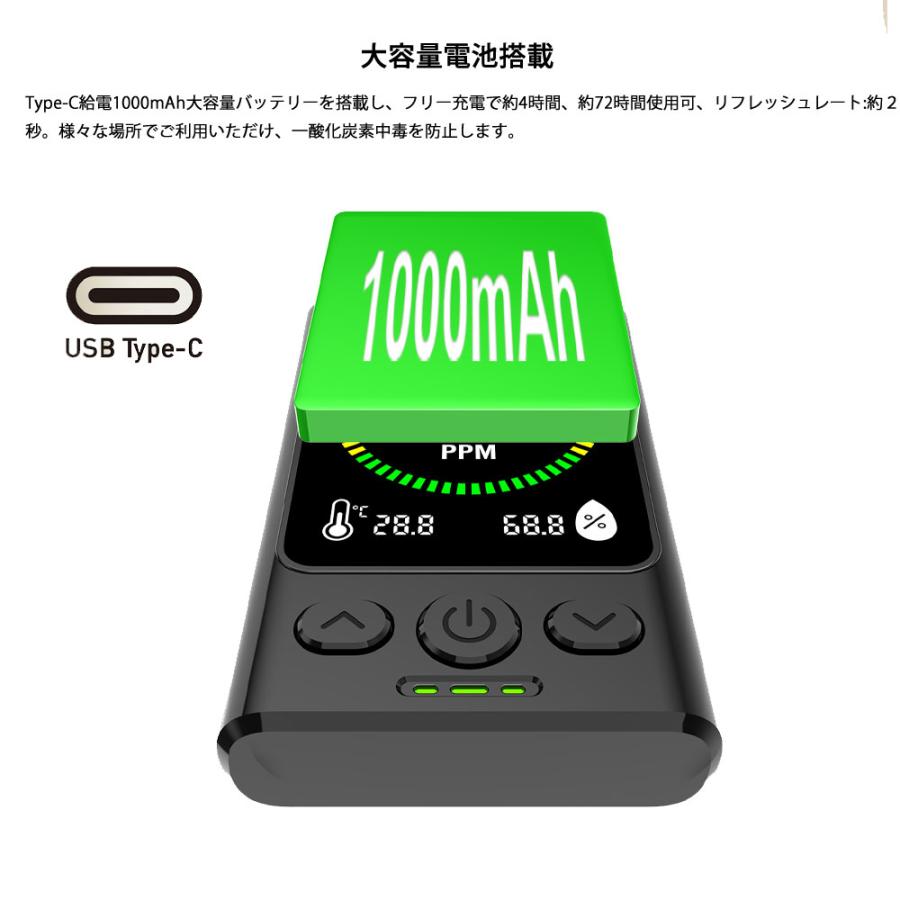 一酸化炭素チェッカー 一酸化炭素警報器 濃度計 ガス警報器 温度 湿度