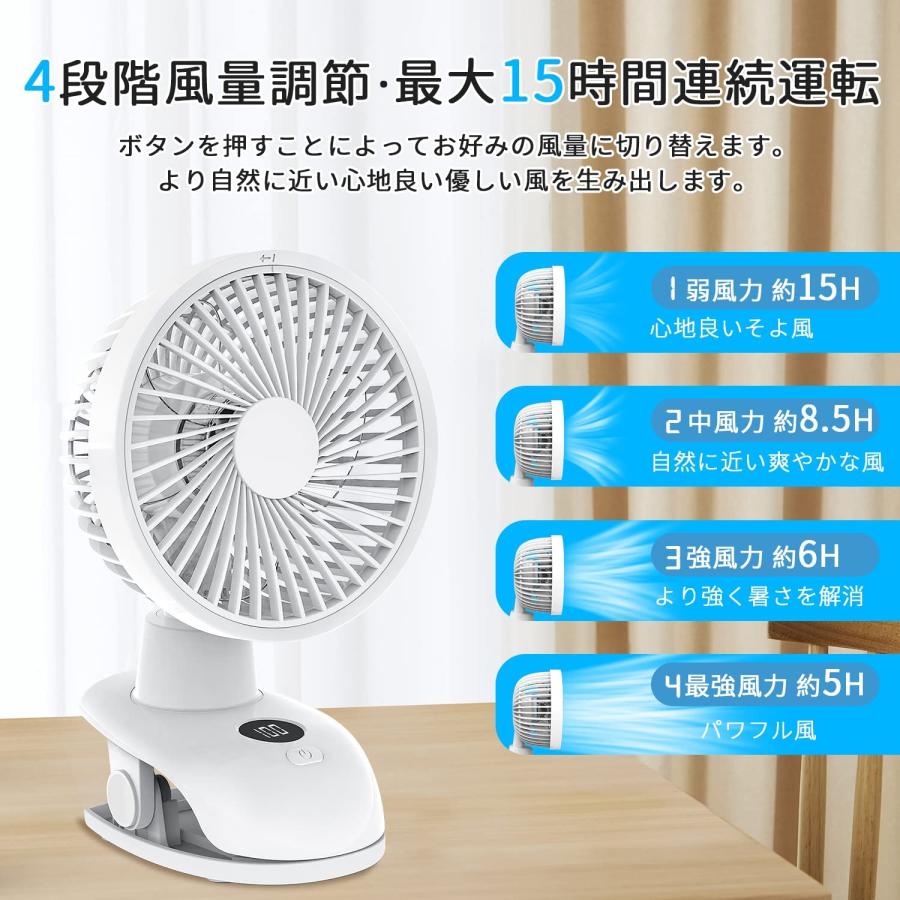 卓上扇風機 小型 クリップ扇風機 自動首振り 静音 ミニ USBファン LED