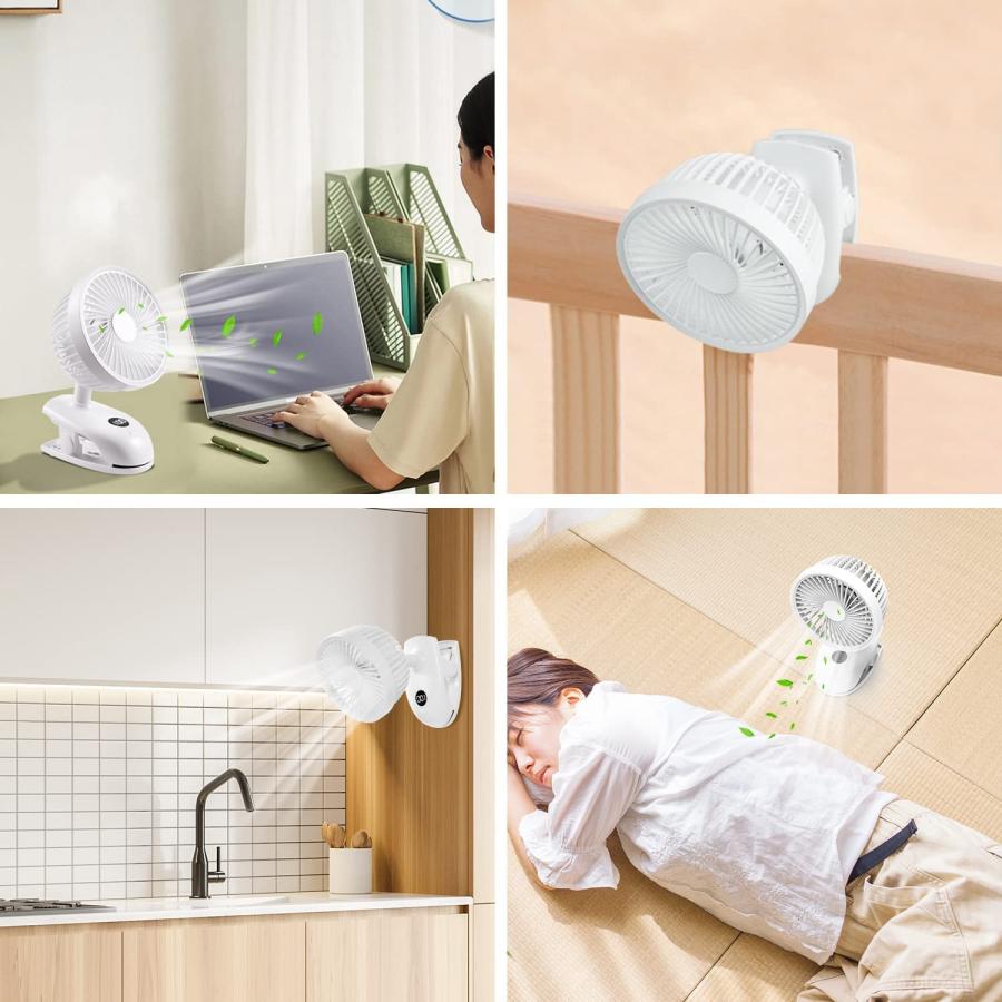 卓上扇風機 小型 クリップ扇風機 自動首振り 静音 ミニ USBファン LED