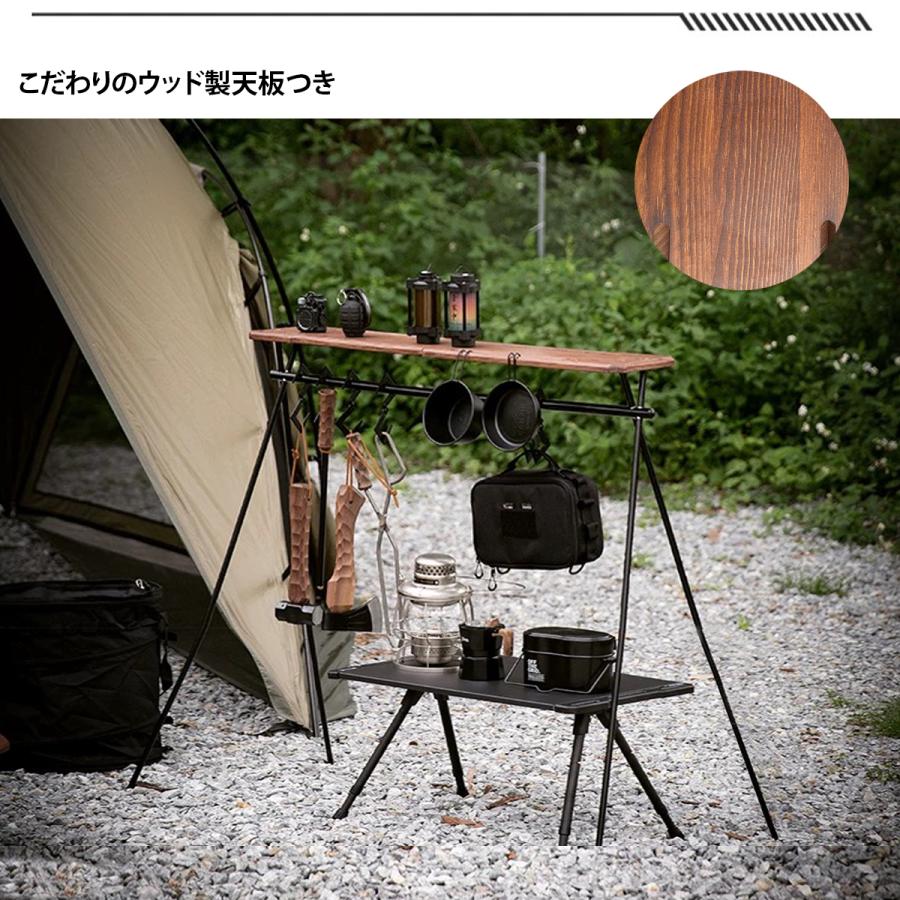 ハンギングラック ランタンスタンド ウッド天板付き 折り畳め ハンギングラック ランタンスタンド ウッド天板付き 折り畳め