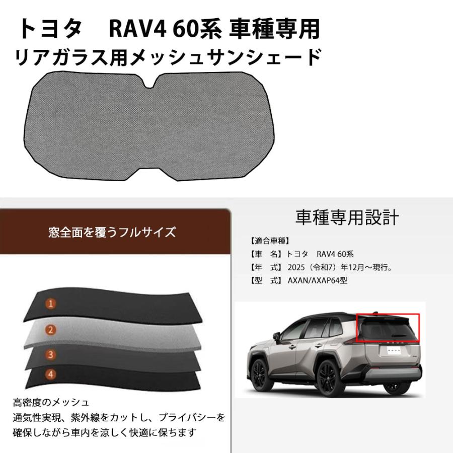 トヨタ RAV4 60系互換対応 メッシュサンシェード リアガラス用 フル