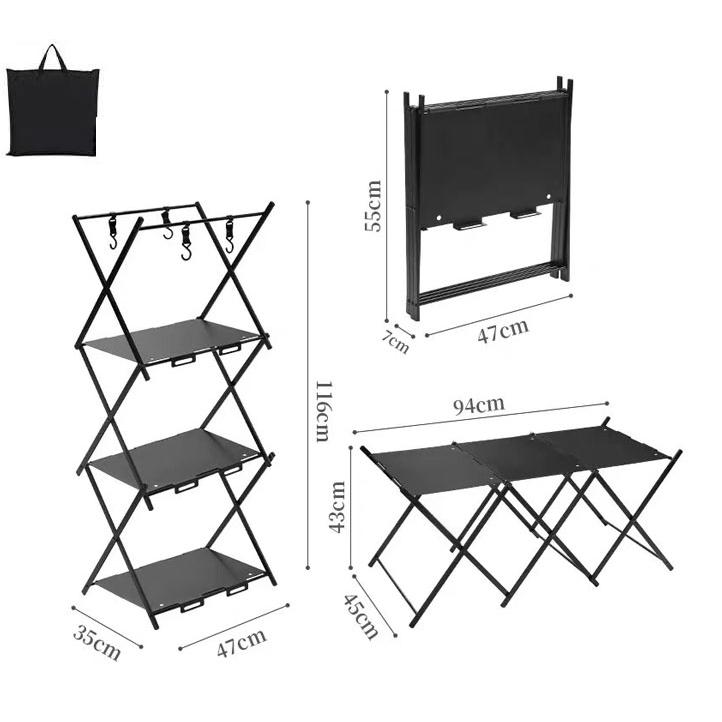 キャンプラック アウトドアテーブル フォールディングラック 3段