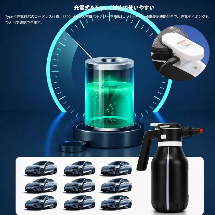 電動フォームガン 洗車 充電式 2L 蓄圧 加圧式 泡洗車用フォームガン