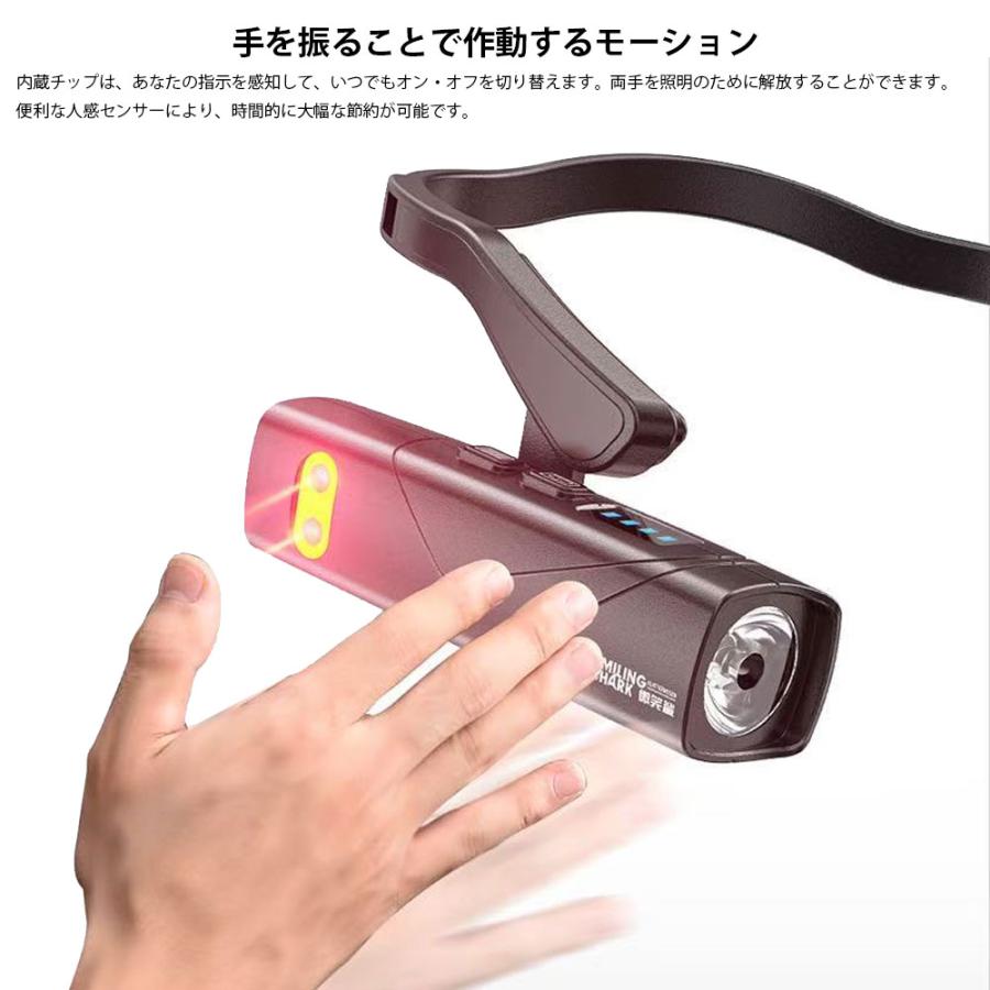 Smiling Shark LED ヘッドライト 耳掛け式 白光 赤光 耳装着式