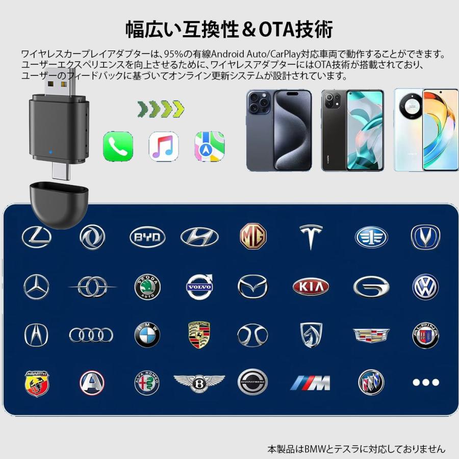 2 in 1 CarPlay&Android Auto ワイヤレス アダプター Bluetooth5 2 in 1 CarPlay&Android Auto ワイヤレス アダプター Bluetooth5